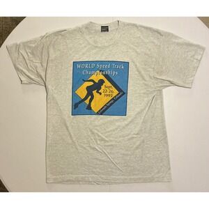 VTG Single Stitch‎ USA Made 90s World Speed Track Championships XL Grey T-Shirt